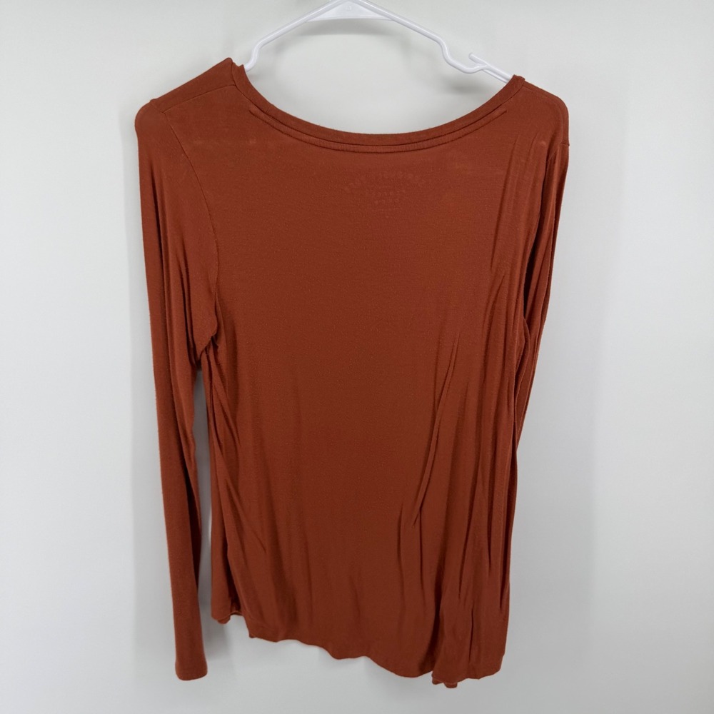 Aeropostale Seriously Soft Perfect Crew Long Sleeve Top Rust Brown Womens Medium - Picture 3 of 4